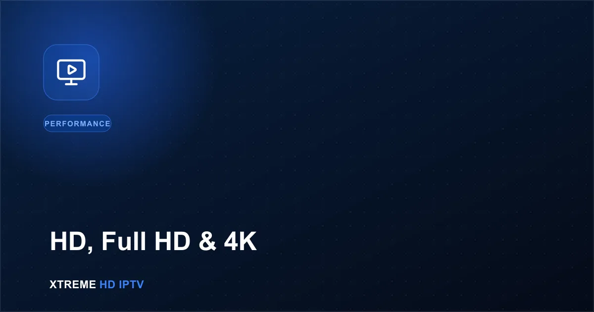Navy blue illustration with a monitor play icon representing HD, Full HD and 4K streaming