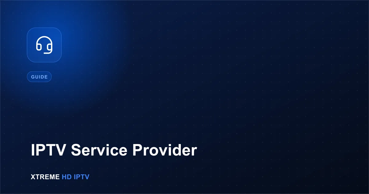 Navy blue illustration with a headset icon representing IPTV service and support